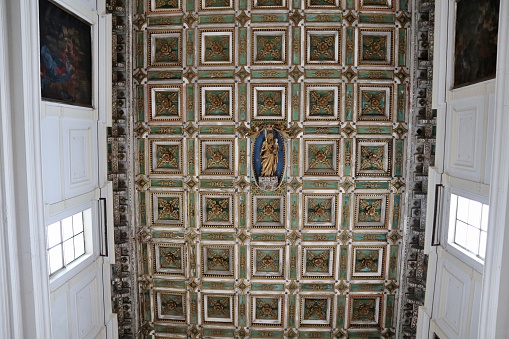 Maiori, Campania, Italy – 16 April 2024: Interior of the Collegiate Church of Santa Maria a Mare, built in the 13th century, in Via Scale Sante di Corso Reginna
