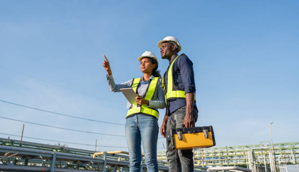 istock Engineer wearing safety uniform sitting on railway inspection. 2150800907