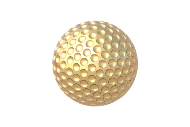 istock Golden golf ball isolated on white background. 3d render 2150800955