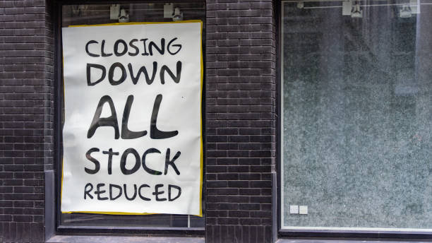 istock Closing Down All Stock Reduced Sign 2150801054