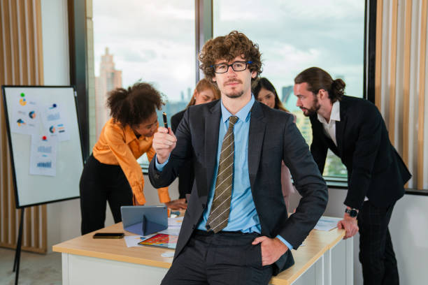 Businessman present business plan at meeting room in office. Business present and meeting concept