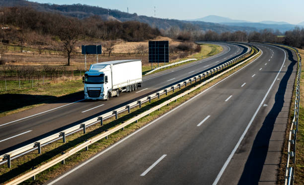 istock Big white truck with a white trailer 2150804318