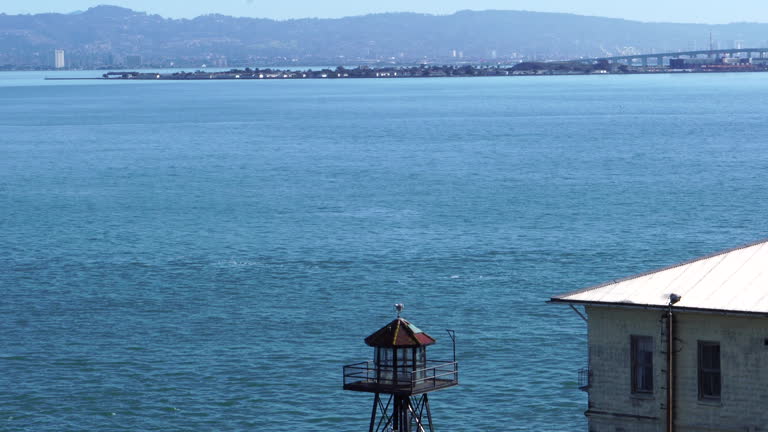 Guard Tower of Alcatraz Prison With View of San Francisco Bay and City