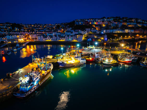 Drone view of Brixham Harbour and Town