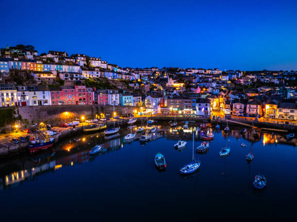 Drone view of Brixham Harbour and Town