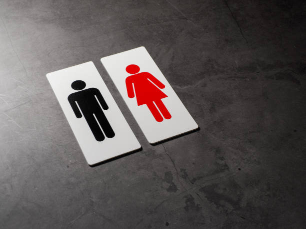istock Restroom sign on darke background 2150808526