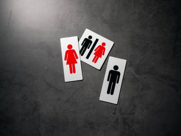 istock Restroom sign on darke background 2150808537