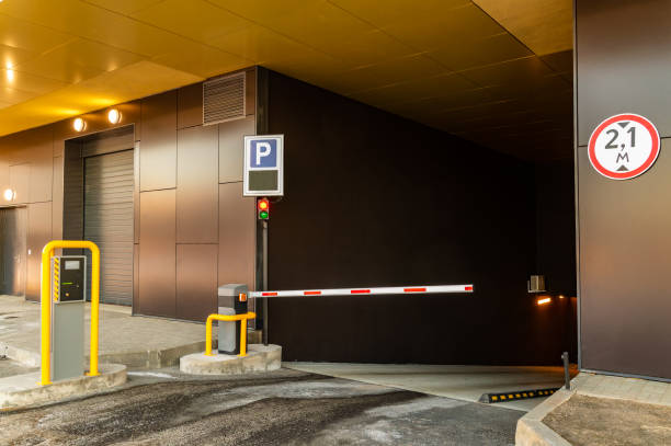 istock A parking garage with a red and white barrier 2150811348
