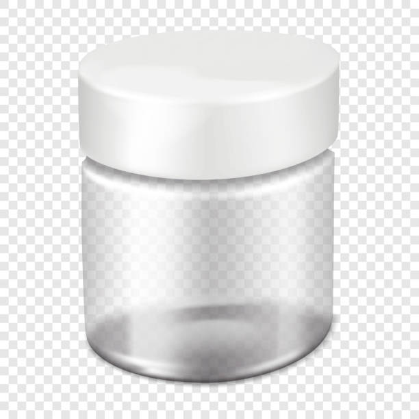 istock Clear round face cream jar with white screw lid on transparent background, realistic mockup. Skincare product packaging, vector mock-up. Cosmetic tub container, template 2150815166