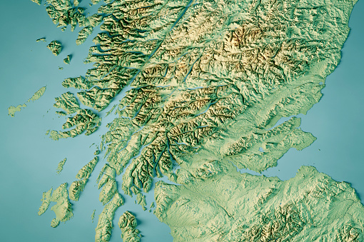 3D Render of a Topographic Map of the Adriatic Sea of the central part of Scotland. \nAll source data is in the public domain.\nColor texture: Made with Natural Earth.\nhttp://www.naturalearthdata.com/downloads/10m-raster-data/10m-cross-blend-hypso/\nWater texture: SRTM Water Body SWDB: https://dds.cr.usgs.gov/srtm/version2_1/SWBD/\nRelief texture: SRTM data courtesy of NASA JPL (2020). URL of source image:\nhttps://lpdaac.usgs.gov/products/srtmgl1v003/