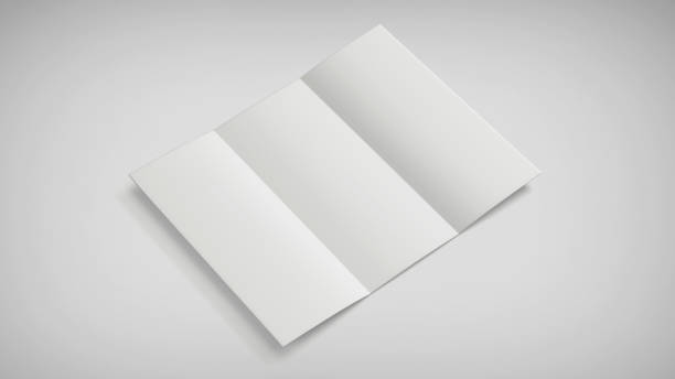 istock White A4 trifold paper brochure mockup, Blank tempelate, Leaflet, Pamphlet, Flyer, Booklet, Catalog empty mock-up, 3D Rendered isolated on a light background 2150819211