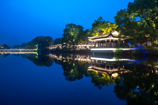 Night view of Linhai Ancient Town, Linhai City, Zhejiang Province, China