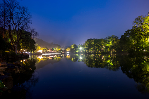 Night view of Linhai Ancient Town, Linhai City, Zhejiang Province, China