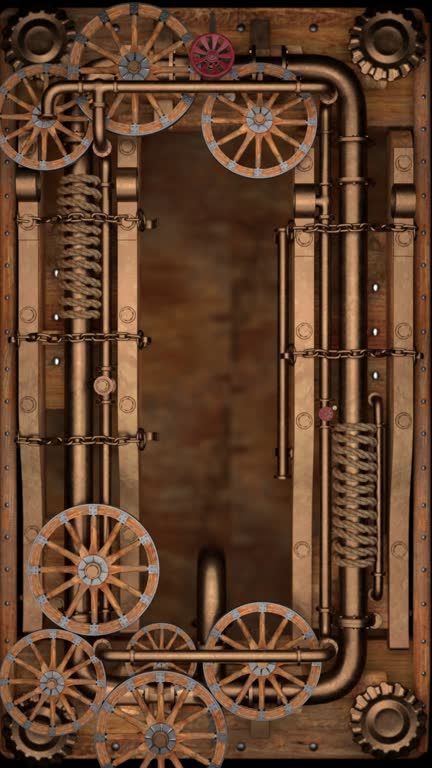 An intricate steampunk frame, adorned with gears, wheels, clockwork, and rivets, set against a rustic wooden backdrop, blending fantasy with industrial aesthetics