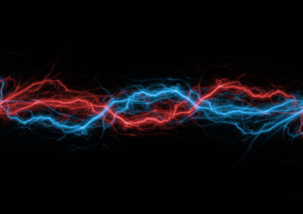 istock Red and Blue lightning background, plasma and energy abstract 2150825782