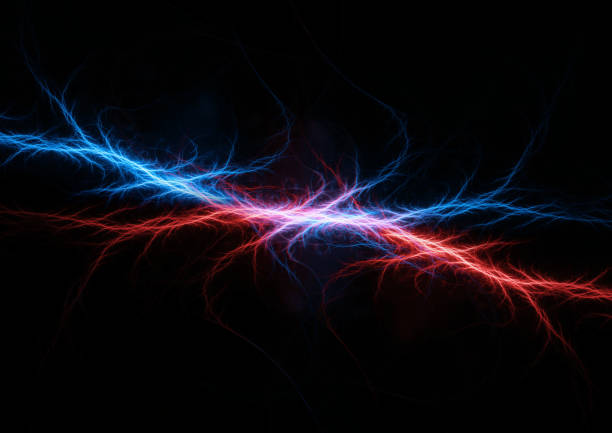 istock Red and Blue lightning background, plasma and energy abstract 2150825784