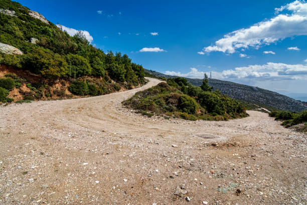 Penteli mountain country road at Attica, Greece.