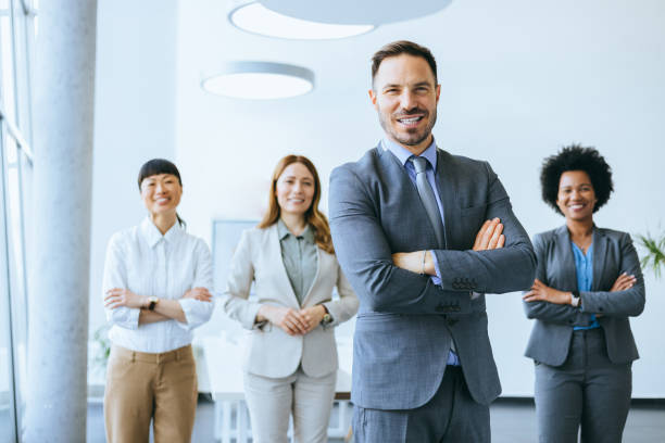 istock Professional male executive with team 2150826229
