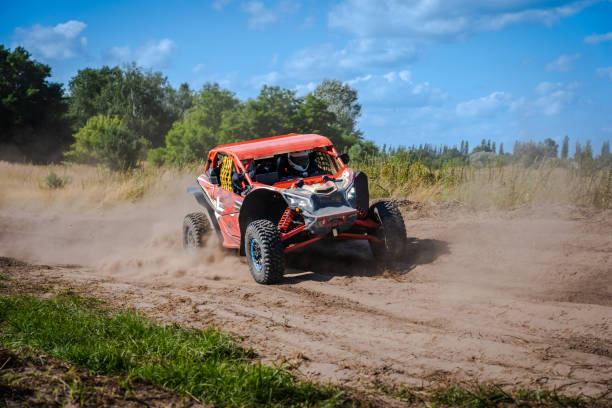 istock ATV, UTV, buggy, rally riding in dusty track. Amateur competitions 2150828326