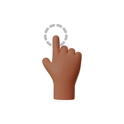 Illustration of a 3D vector icon showing a hand with a click gesture, perfect for user interface designs.