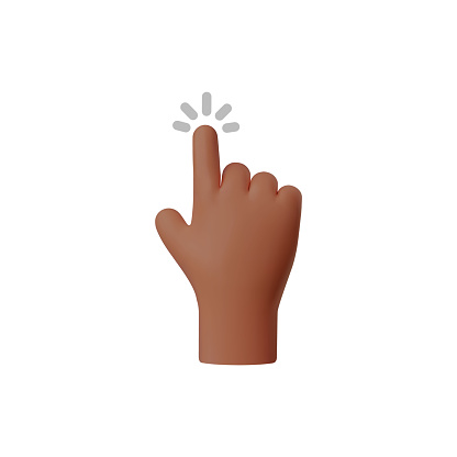 3D vector icon illustration a single hand with a finger tap gesture, perfect for interactive digital applications