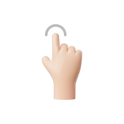 Vector illustration of a 3D hand icon performing a swipe up gesture, ideal for digital interface or interactive display concepts.