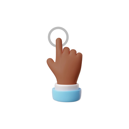 Vector illustration of a 3D icon featuring a hand pointing upwards, ideal for click or touch interaction concepts.