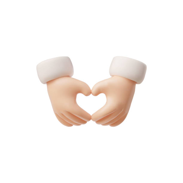 istock Hands making heart shape gesture 3D icon, vector love feelings symbol, Valentines day romantic fingers gesture emoji 2150831296
