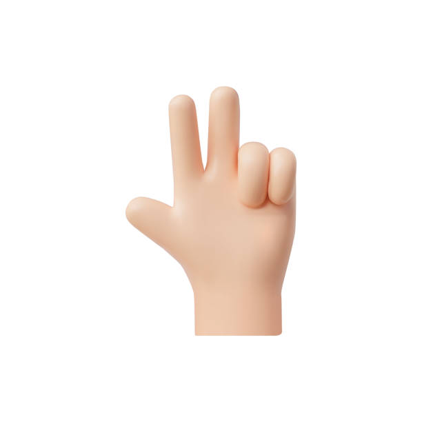 istock 3D vector hand gives a victory sign, an iconic symbol of win on a white background 2150831357