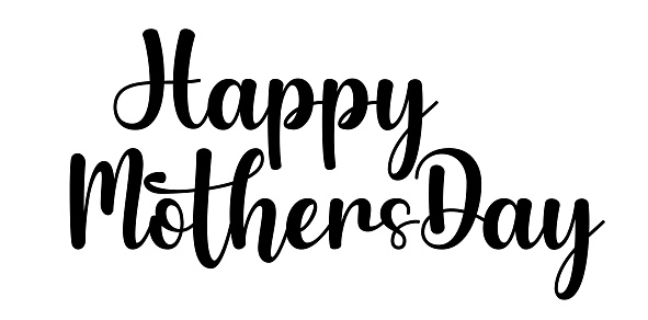 Happy Mothers Day, Calligraphic brush lettering on white background