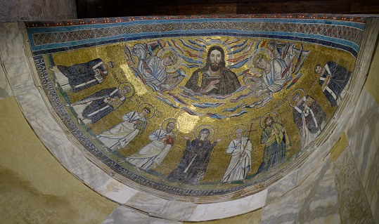 Mosaic in the Aspe of the Chapel of St Venantius (Cappella di San Venanzio) in the Lateran Baptistery Battistero lateranense, also known as San Giovanni in Fonte or San Giovanni in Onda). Rome, Italy