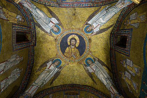 Mosaic of the celling of San Zeno chapel in Santa Prassede - the Basilica of Saint Praxedes (Basilica Sanctae Praxedis or Basilica di Santa Prassede all’Esquillino). Rome, Italy
