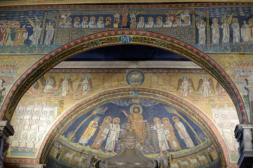 Mosaic of Santa Prassede - the Basilica of Saint Praxedes (Basilica Sanctae Praxedis or Basilica di Santa Prassede all’Esquillino). Titular church and minor basilica  of Rome, Italy