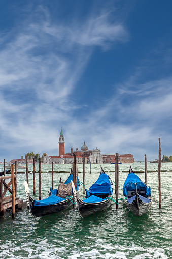 Venice with famous gondolas, Italy.
