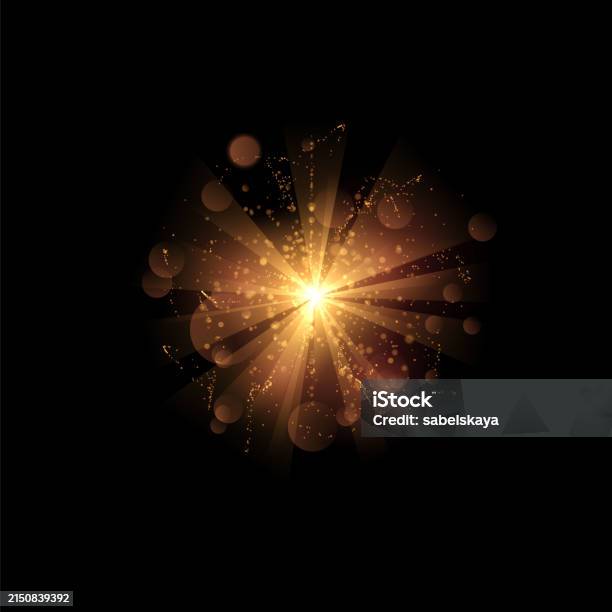 Magic Dust Explosion Magic Burst Orange Glow Sparkling Effect Vector Bright Star Dust Sparks ...