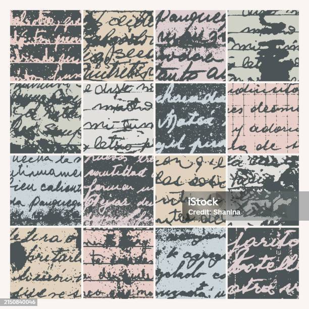 Old Letter Script Texture Grid Background Stock Illustration - Download ...