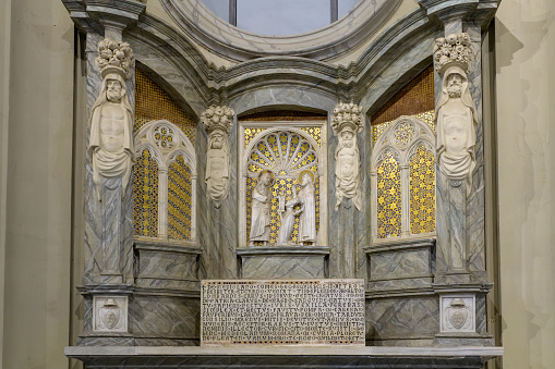 Interior of San Giorgio Maggiore church in Venice, Italy. Composite photo