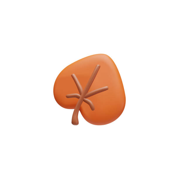 Autumn leaf with veins 3D icon vector illustration A single 3D icon illustrating an autumn leaf with a warm brown hue and intricate vein patterns, crafted as a vector illustration for fall season design elements. tree shedding stock illustrations