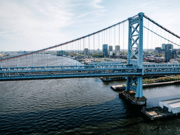 istock Benjamin Franklin Bridge Aerial View over Delaware River 2150844725