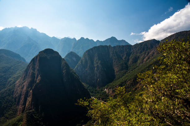 Urubamba Province, Cusco Region, Peru - June 17, 2024: Machu Picchu Historic Sanctuary is an Inca citadel located high in the Andes Mountains, above the Urubamba River Valley.