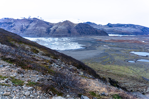 View of volcanic landscape in Vatnajofull national park in Iceland