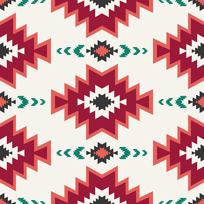 Vector colorful aztec geometric shape seamless pattern southwestern style. Ethnic geometric pattern use for fabric, textile, home decoration elements, upholstery, etc
