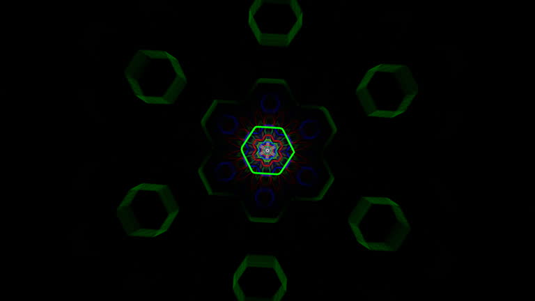 Seamless loop sci-fi bright glowing neon light animation background.