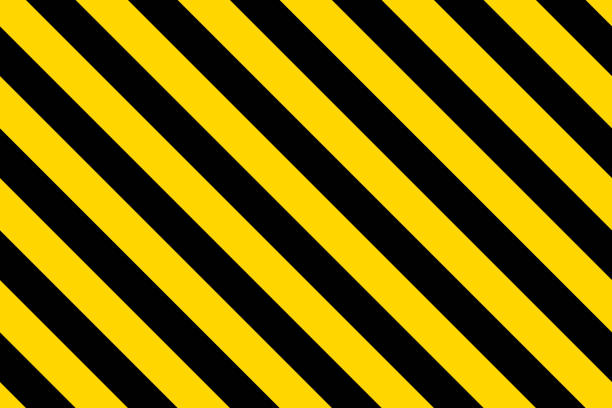 istock Warning yellow black diagonal stripes line. Safety stripe warning caution hazard danger road vector sign symbol 2150856995