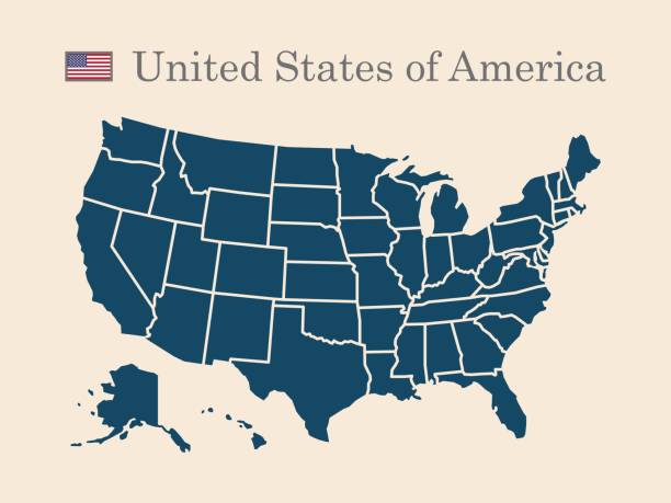 usa flag USA map with flag vector united states map outline stock illustrations