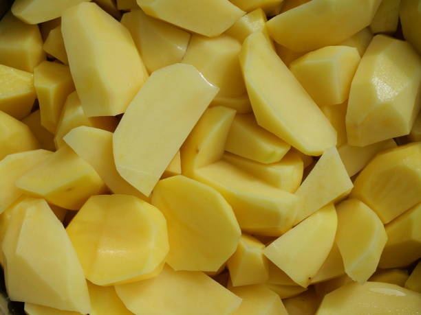 istock Peeled potatoes, Sliced potatoes 2150865189