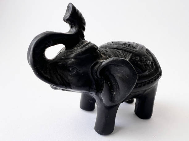 istock Black Elephant Figurine with Ornate Carvings 2150872670