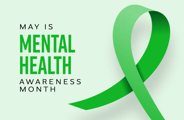 istock Mental Health Awareness Month May with green ribbon web banner text design template 2150878858