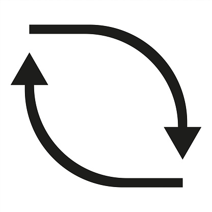 Black arrows in a circular motion indicating upward and downward direction - stock vector