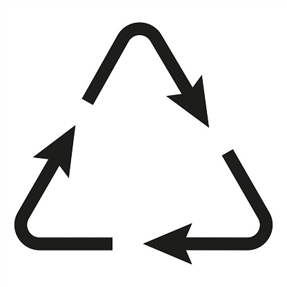 Black triangular arrows forming a recycling symbol - stock vector